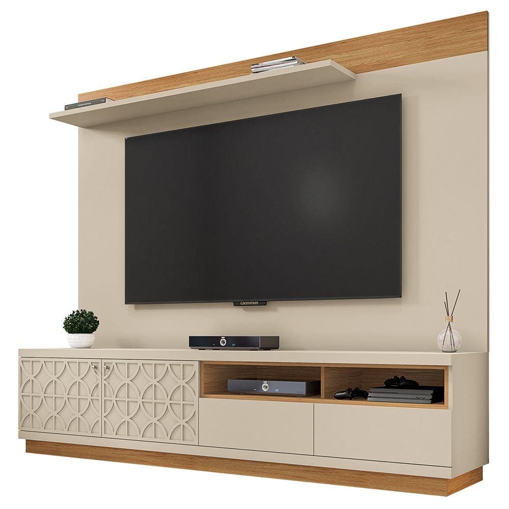 Rack Com Painel Para TV até 75 Polegadas Renda 218Cm Caemmun