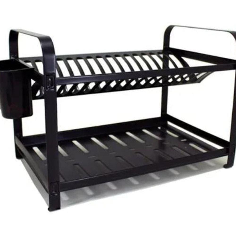 Escorredor 16 Pratos Inox Não Enferruja Preto Oferta