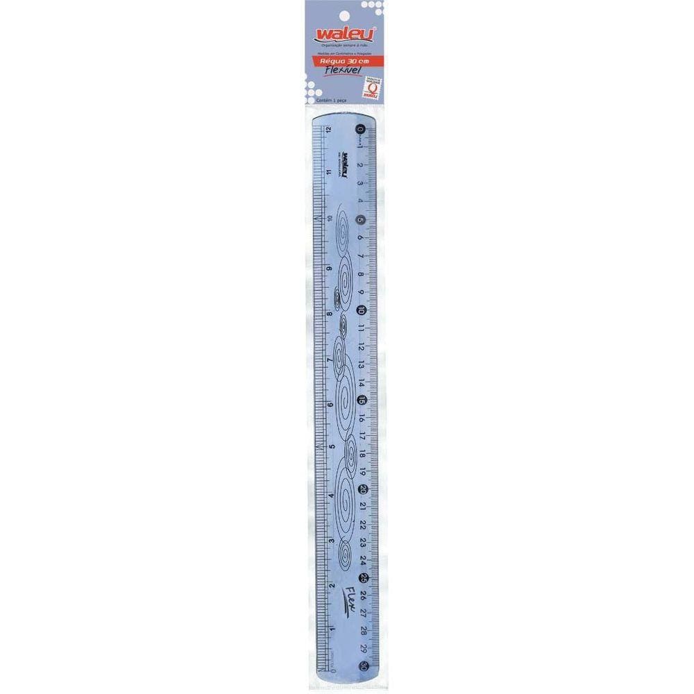 Régua Mole Flexível 30Cm Azul Pacote Com 10Un