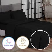 Kit 6 PÇS Cobre Leito/Edredom Aconchego Dupla Face Casal Queen