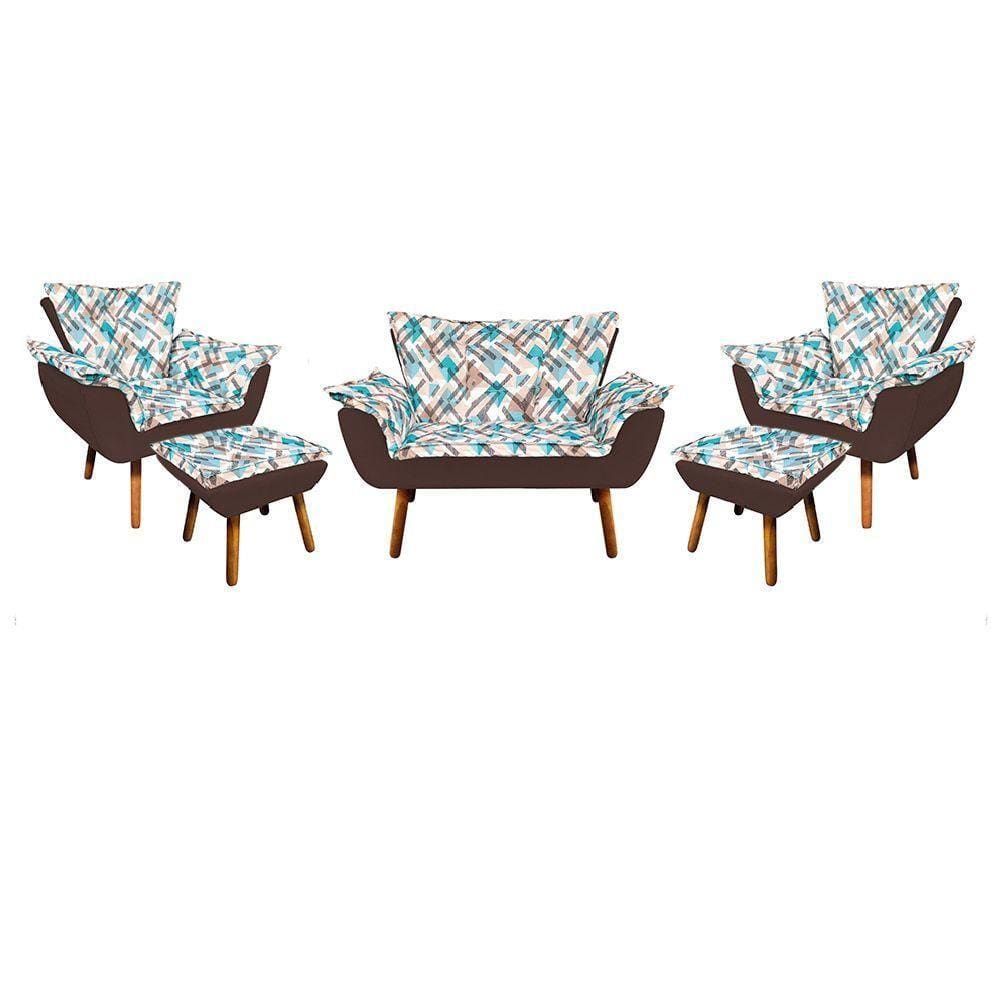 Kit 01 Namoradeira 02 Poltronas e 02 Puffs Opala Composê