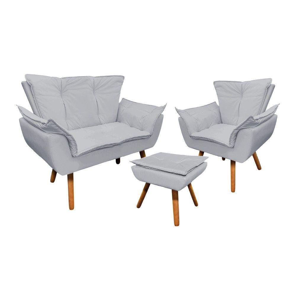 Kit 01 Namoradeira Opala 01 Poltrona Opala e 01 Puff Opala