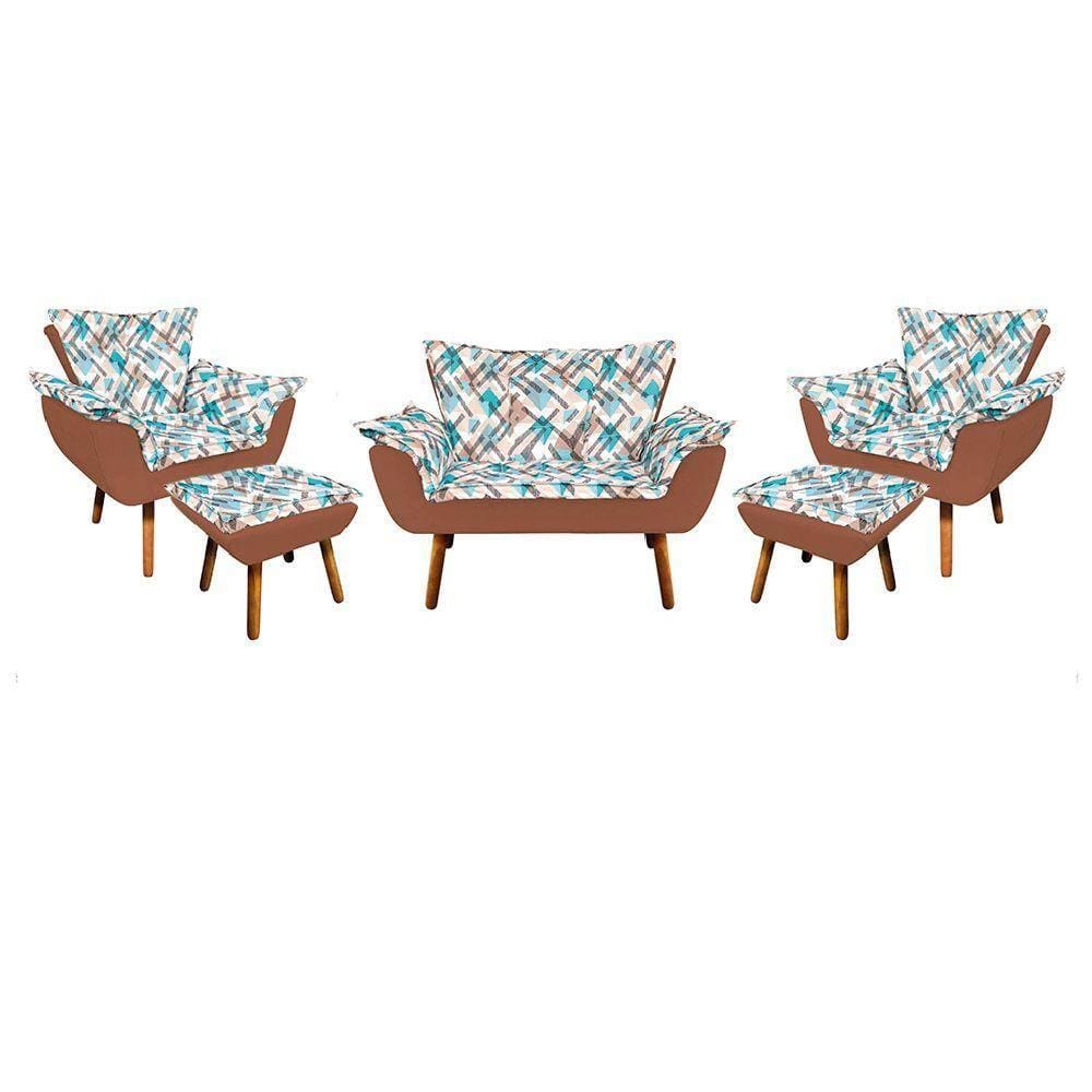 Kit 01 Namoradeira 02 Poltronas e 02 Puffs Opala Composê