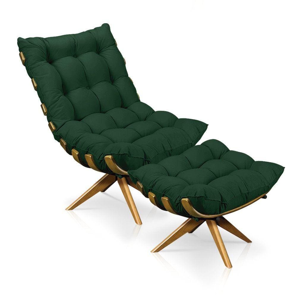 Kit 01 Poltrona e 01 Puff Giratório Costela Base