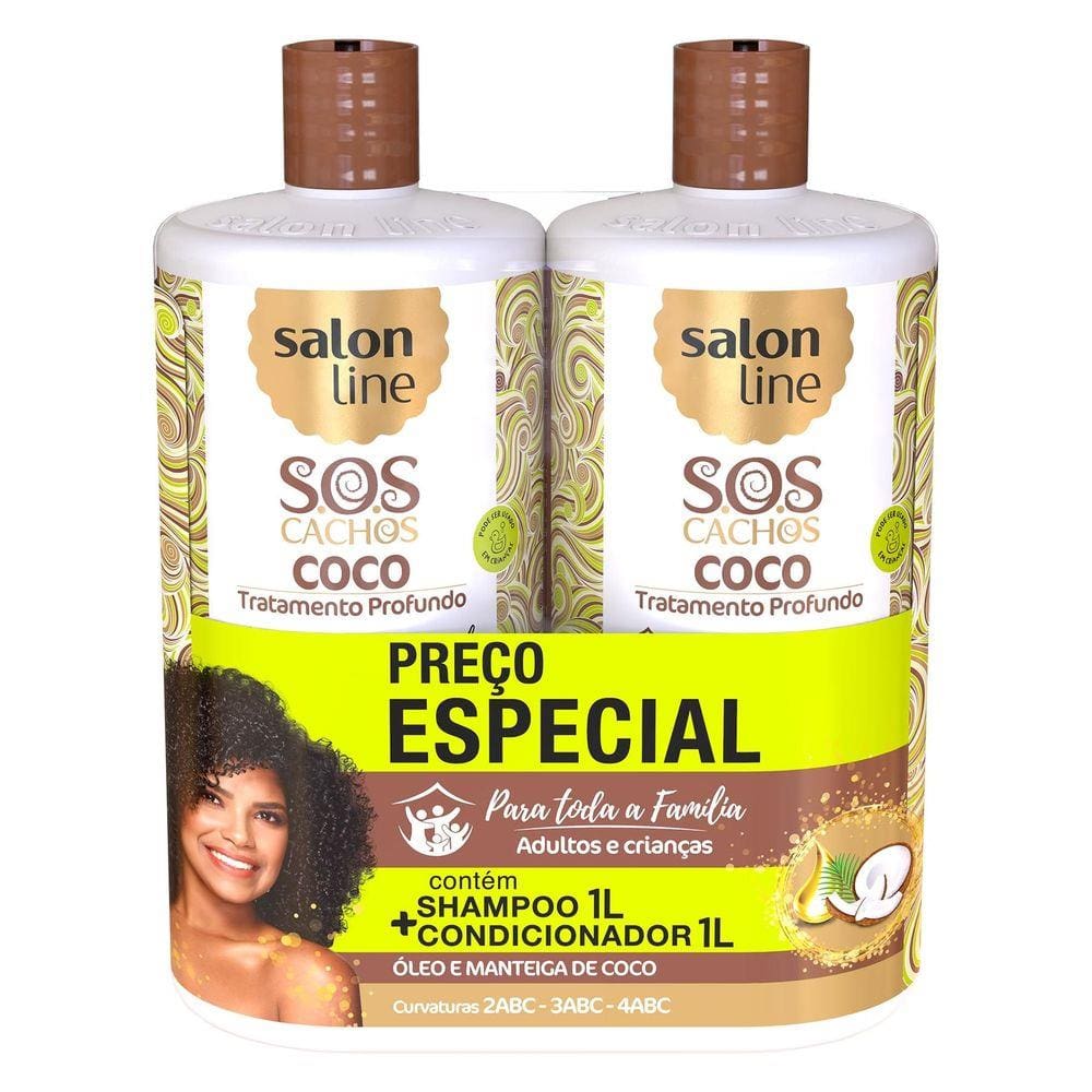 Kit Shampoo + Condicionador Salon Line S.O.S Cachos Coco Profundo 1L