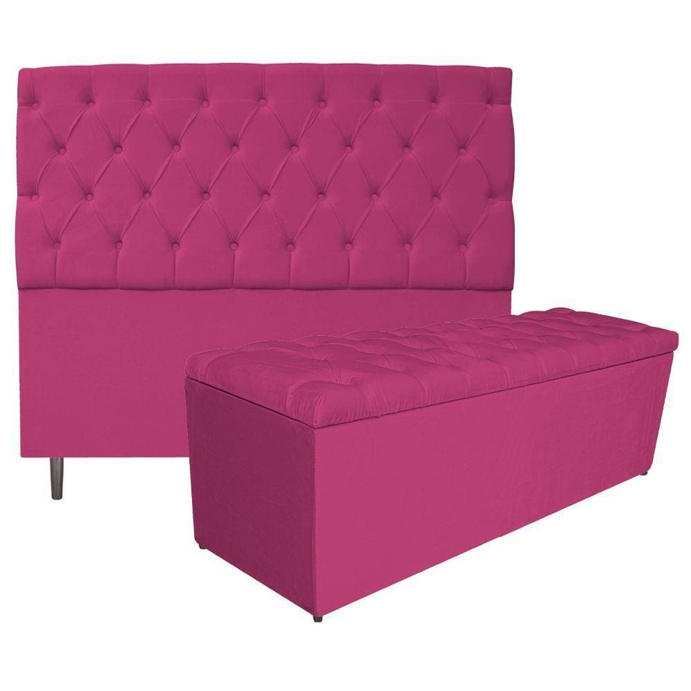 Kit Cabeceira Calçadeira Liverpool 195cm King Pink