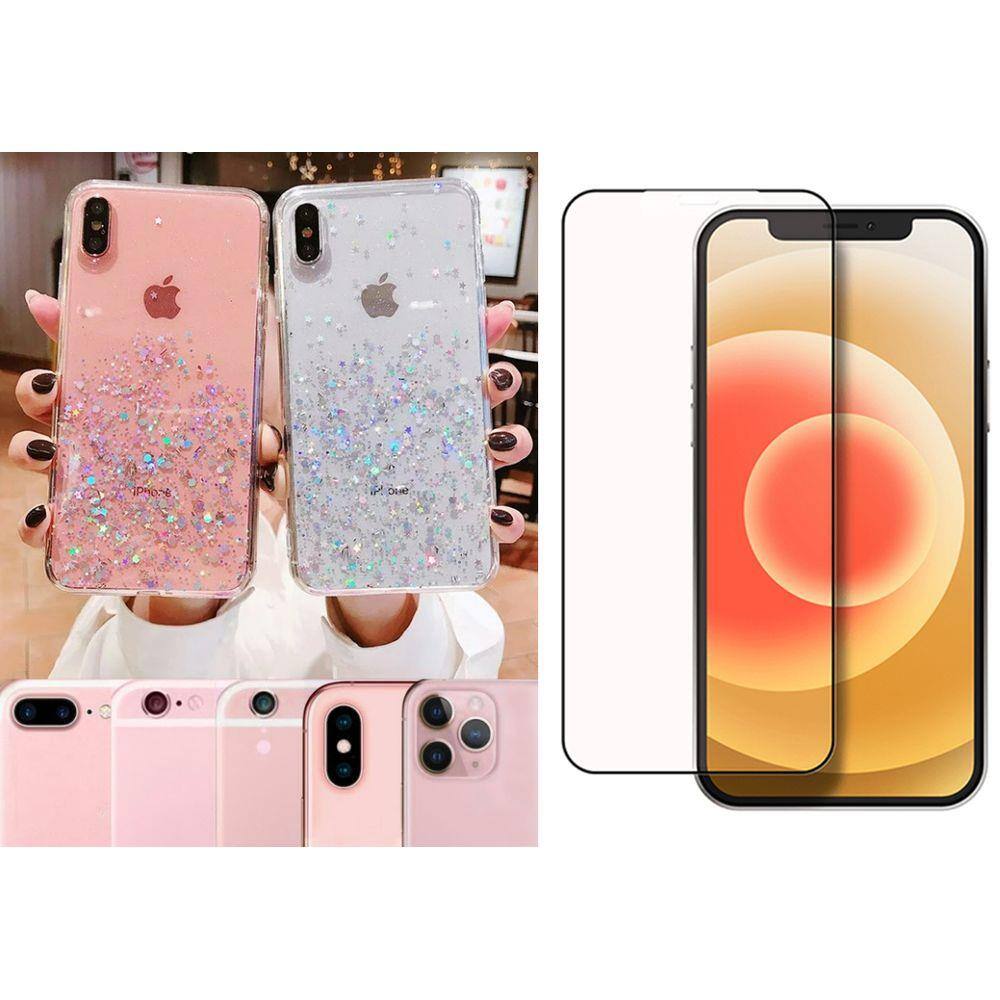 Capinha Capinha iPhone11 Pro Max + Película 9D / Silicone Premium Glitter  Brilhante / Transparente | Extra