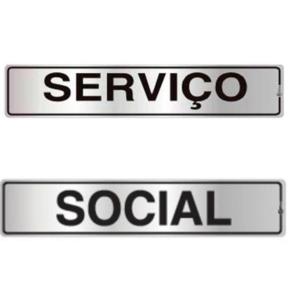 Kit 6 Placa Alumínio 05x25cm 3 Social+3 Serviço Indika