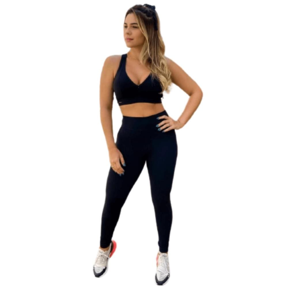 Calça Legging Preta Poliamida K2B Cintura Alta