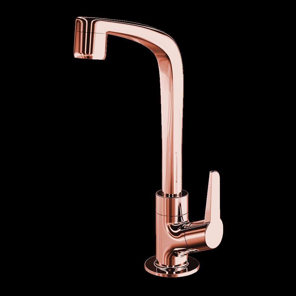 Torneira Para Lavatório De Mesa Flatt 1195 F71 Rose Gold Lor
