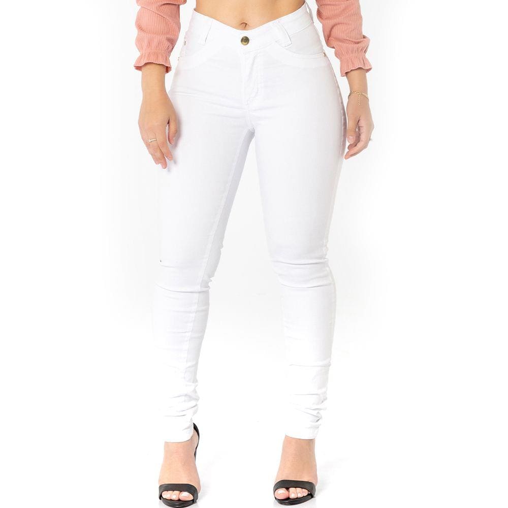 Calça jeans feminina skinny branca