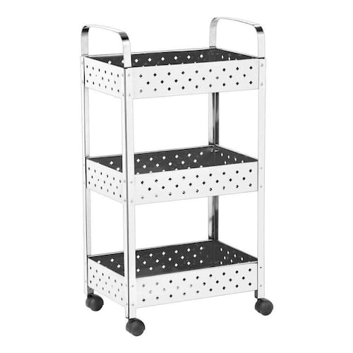 imagem-Fruteira Organizadora Em Inox 3 Andares Com Rodinhas Inox
