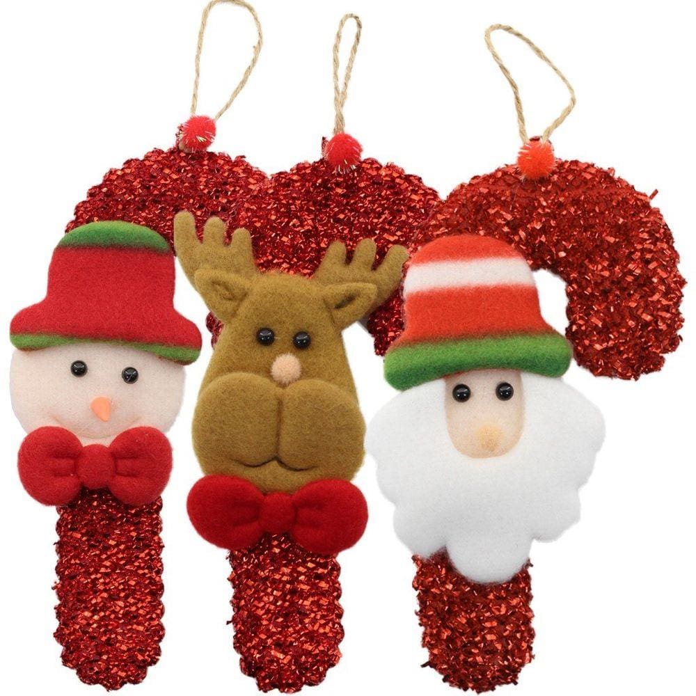 Kit 48 Enfeites Pendentes De Natal Tecido 16cm Bengalas