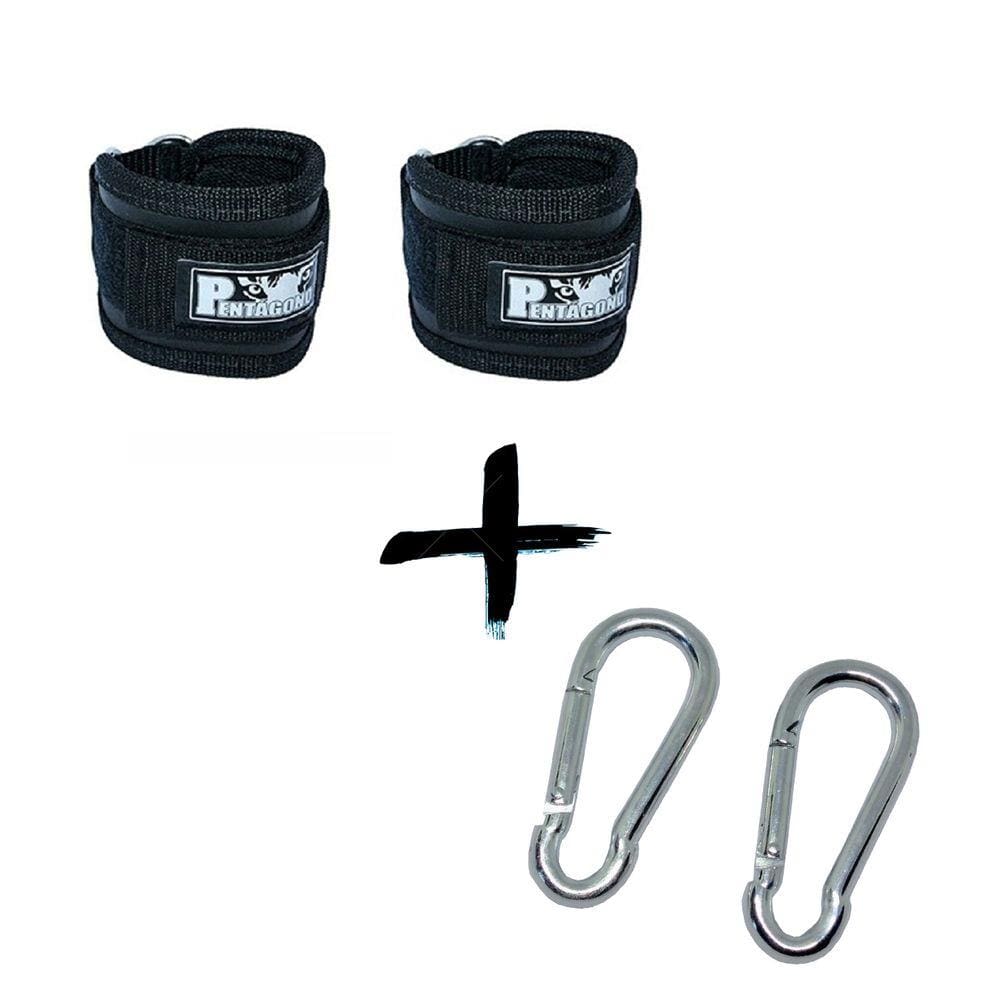 Par Tornozeleira Puxador Cross Over Glúteo + Mosquetão Cor:Preto