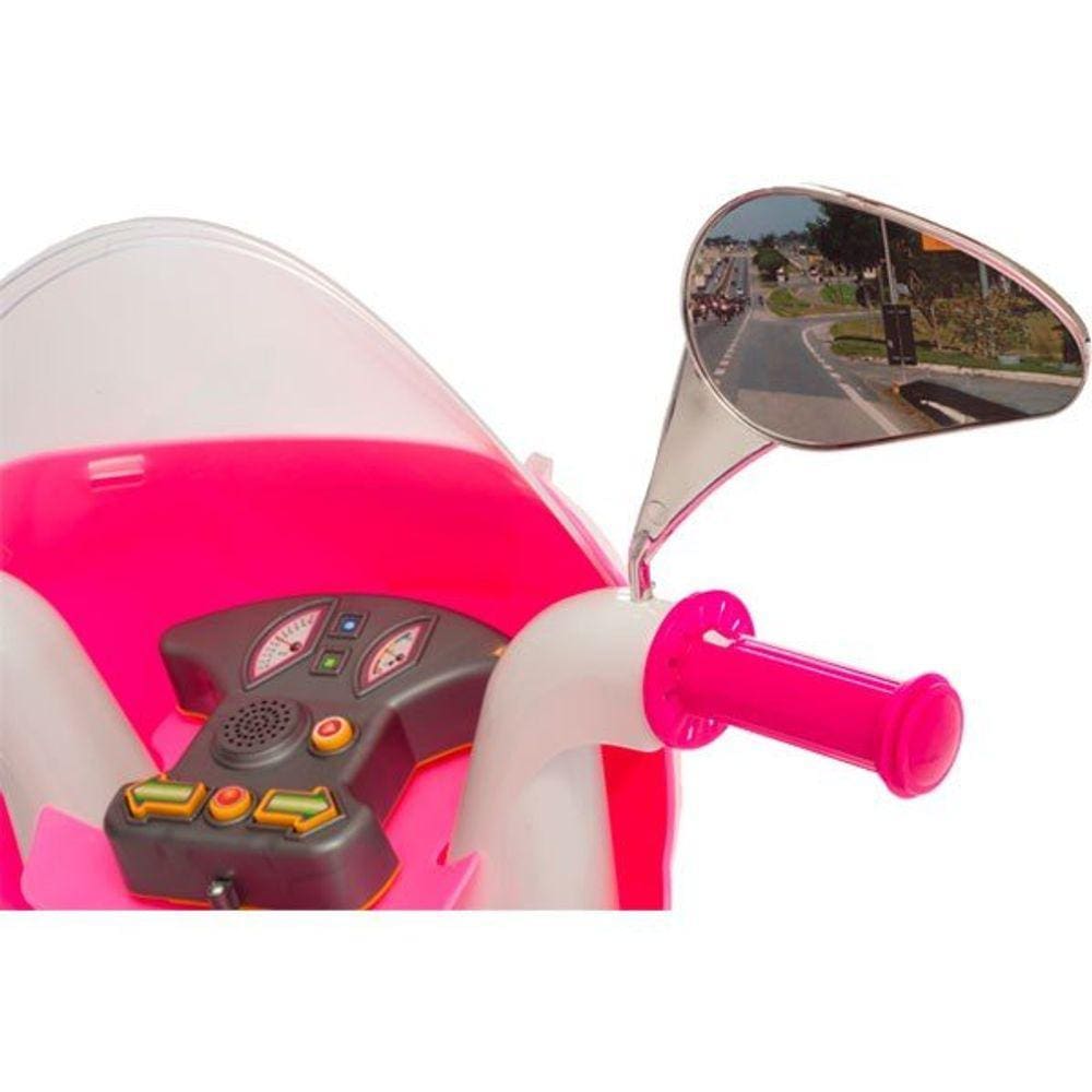 Moto Eletrica Infantil Sprint Turbo Biemme Rosa Pink 12V Capacete - Maçã  Verde Baby