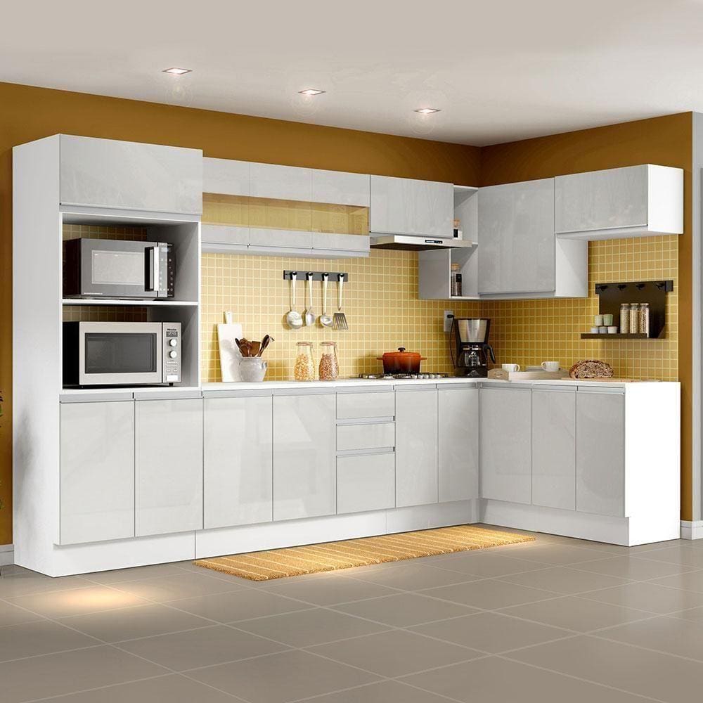 Armário de Cozinha Completa de Canto Smart 100% Mdf Branco