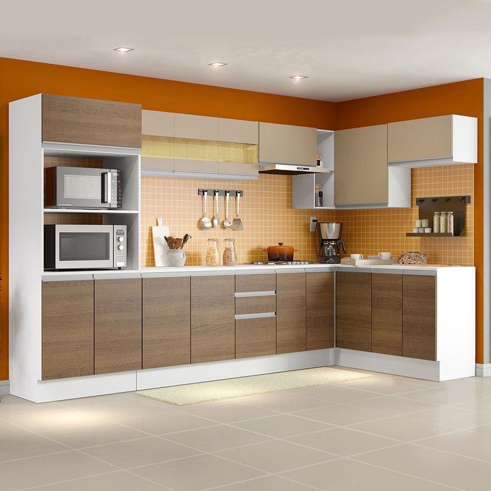 Armário de Cozinha Completa de Canto Smart 100% Mdf Branco