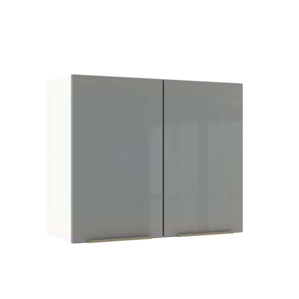 Armário Aéreo Madesa Lux 80cm 2 Portas Branco Cinza