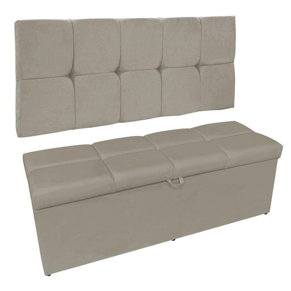 Kit Calçadeira Painel Nina 160cm Suede Marrom Rato