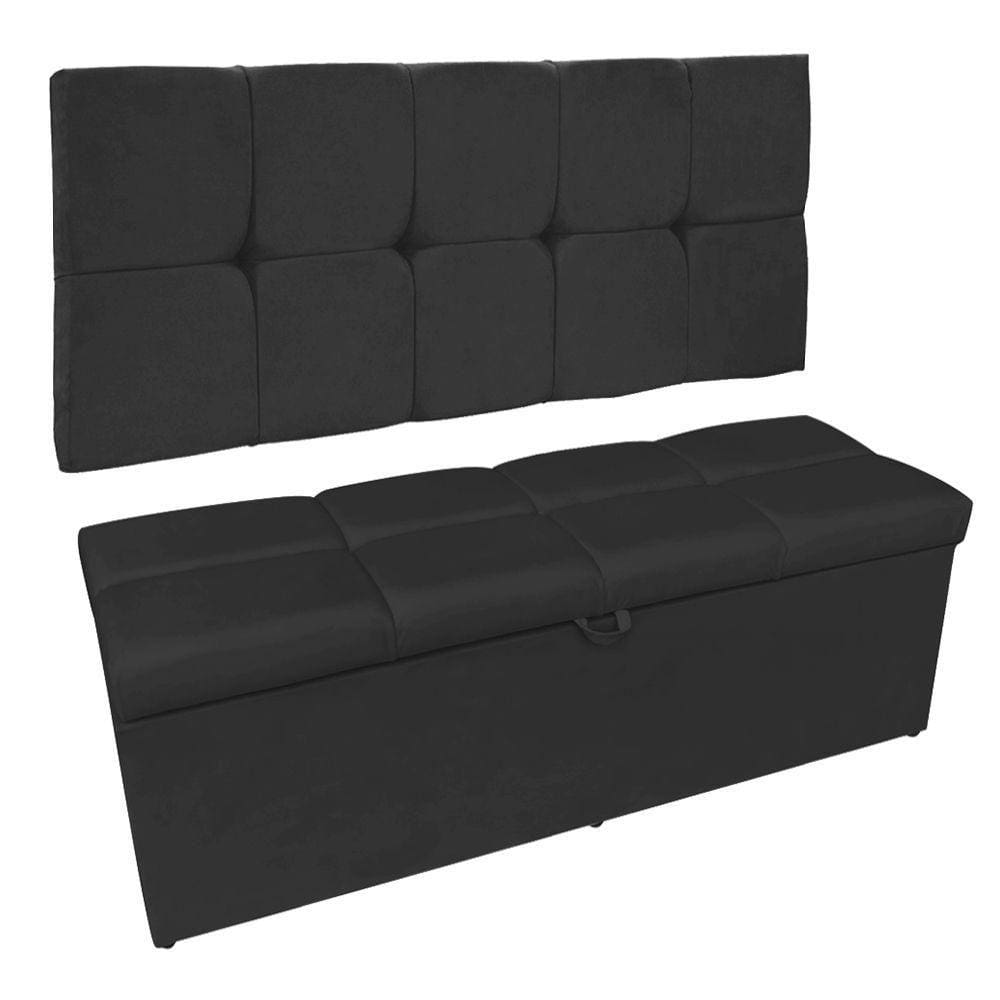 Kit Calçadeira Painel Nina 0,90cm Suede Preto