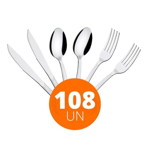 KIT - Jogo de Facas, Garfos e Colheres Búzios 108 Peças em Aço Inox IBAG - Tramontina Menor preço em KIT - Jogo de Facas, Garfos e Colheres Búzios 108 Peças em Aço Inox IBAG - Tramontina