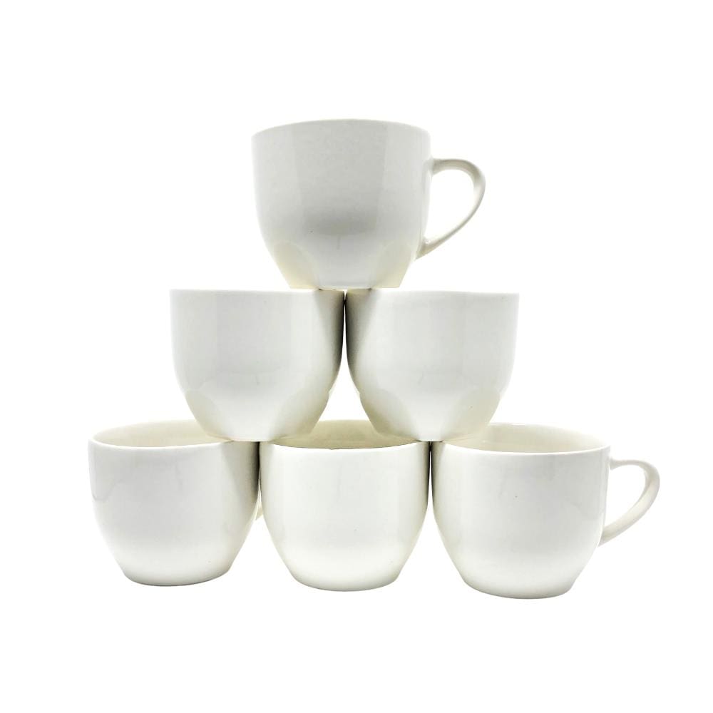 Jogo 6 Xicara Porcelana 170ml Cha Cafe Branco