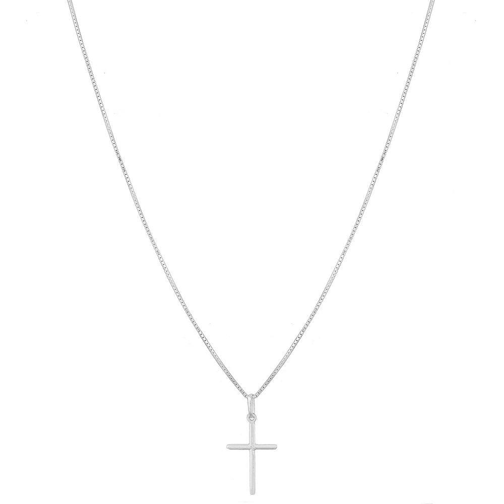 Cordão Corrente Masculina 70cm Pingente Crucifixo Prata 925