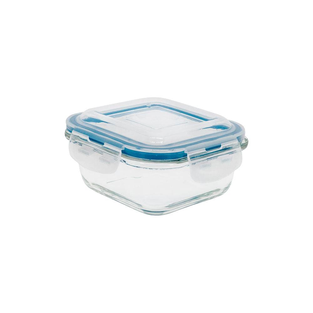 Pote De Vidro Quadrado De 800Ml Com Tampa Transparente