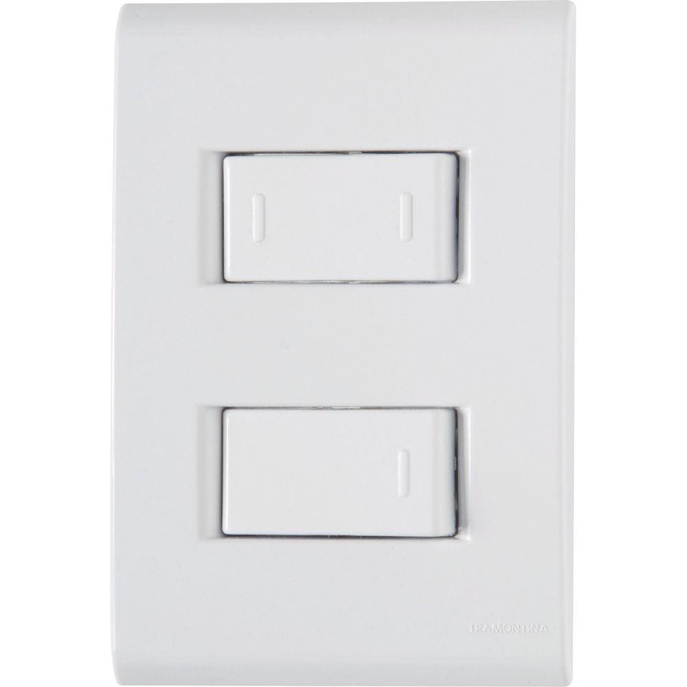 Conjunto 4x2 com 1 Interruptor Simples 10 A 250 V e 1 Interruptor10 A 250 V Tramontina Liz Branco