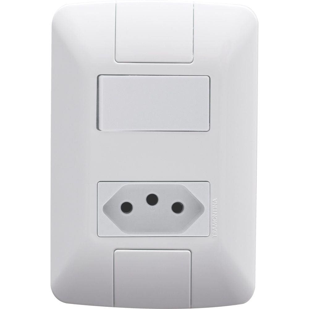 Conjunto 4x2 com 1 Interruptor 6 A 250 V e 1 Tomada 2P+T 20 A 250 V Tramontina Aria Branco - Tramontina