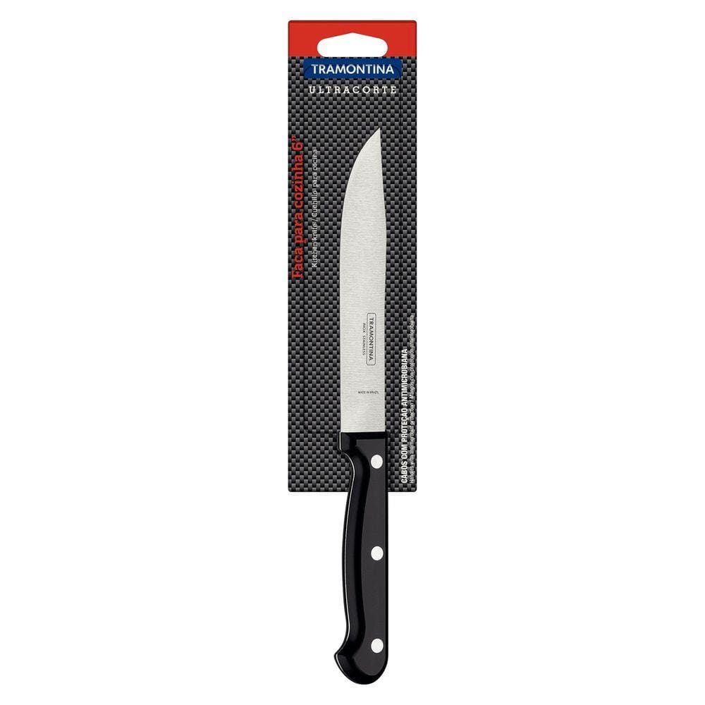 Faca para Cozinha Tramontina Ultracorte com Lâmina em Aço Inox e Cabo de Polipropileno Preto 6" Tramontina