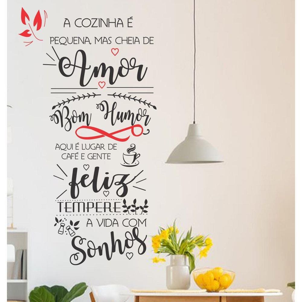 Adesivo Decorativo De Sala Frase A Cozinha É Pequena