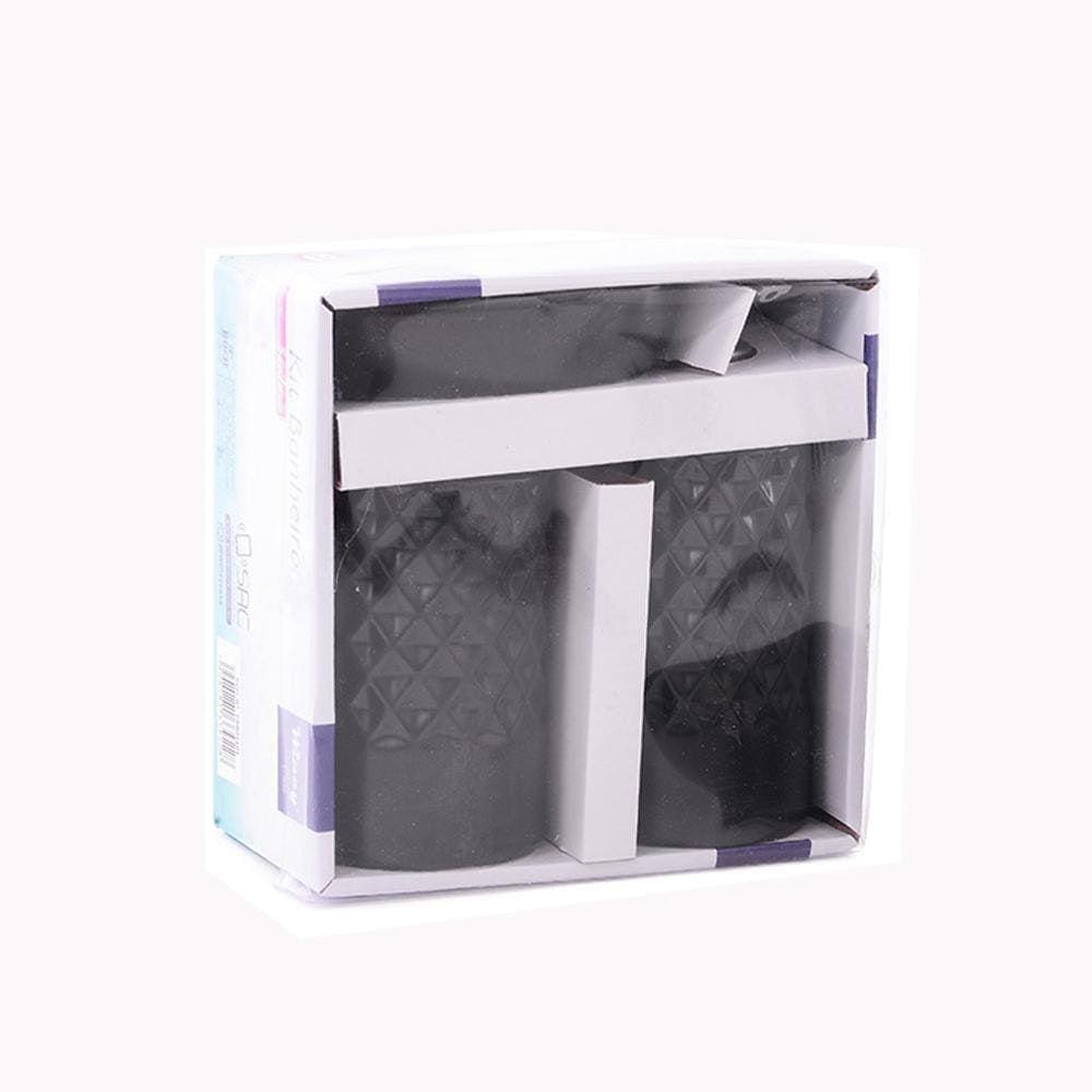 Jogo Para Banheiro De Porcelanapreto Com 3 Pecas Na Caixa