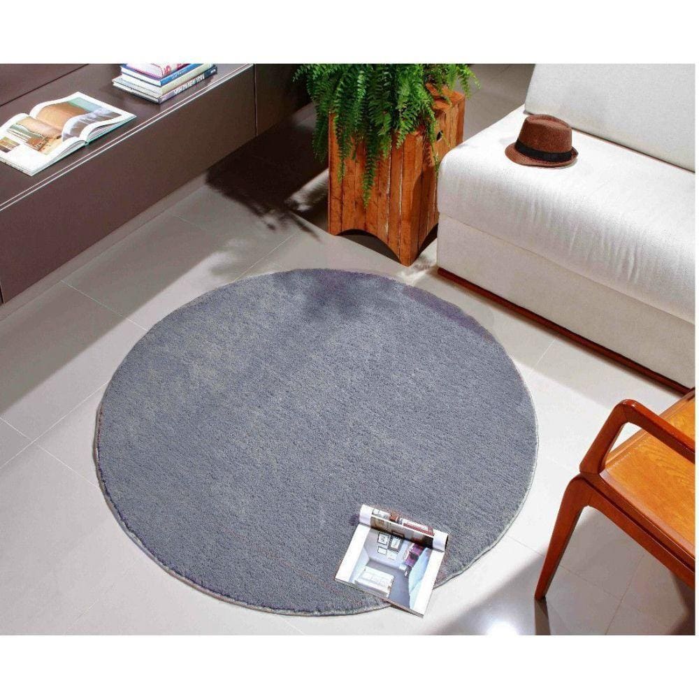 Tapete Sala Esc. 1,50 Redondo Antiderrapante Cinza