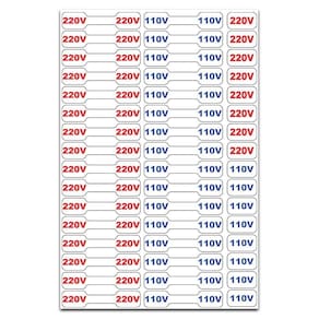 Etiqueta Adesivo de Voltagem 110V e 220V Tomadas e Cabos
