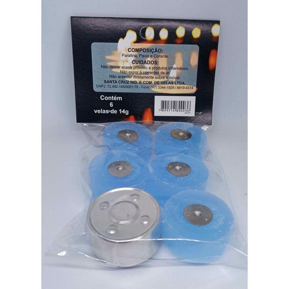 Velas Rechaud Flutuante Azul Claro Decoração Porta-Vela 6un