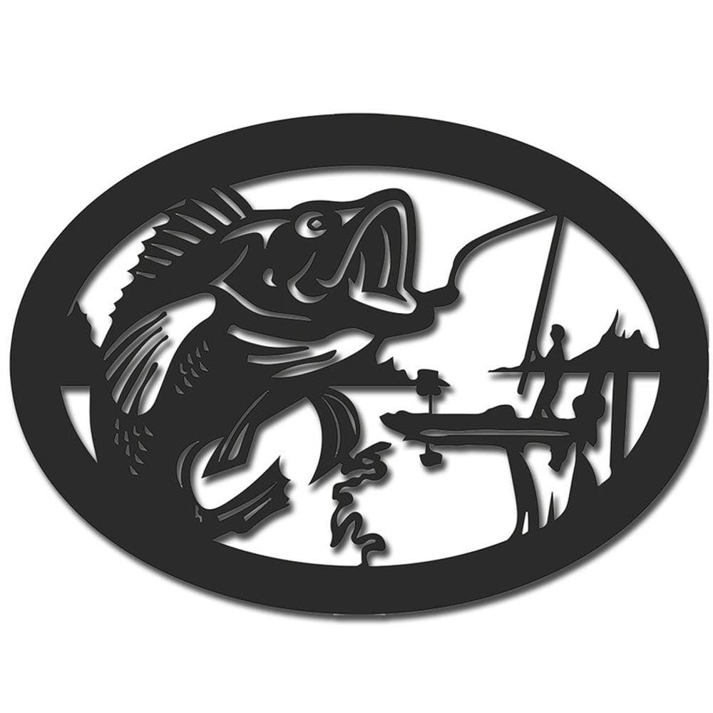 Placa decorativa peixe e pescador