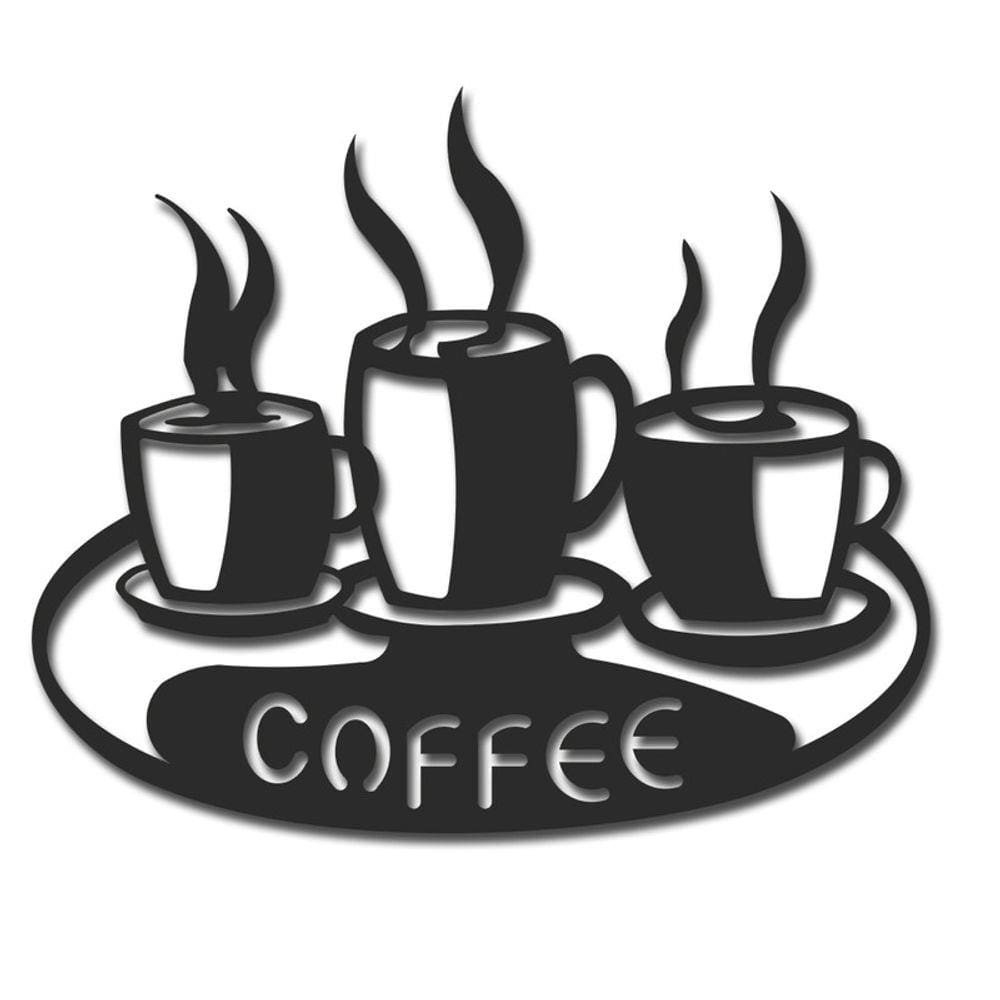 Placa decorativa coffee xícaras