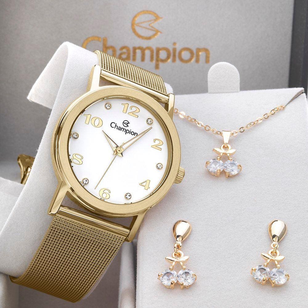 melhor kit relogio feminino champion com pulseira delicada