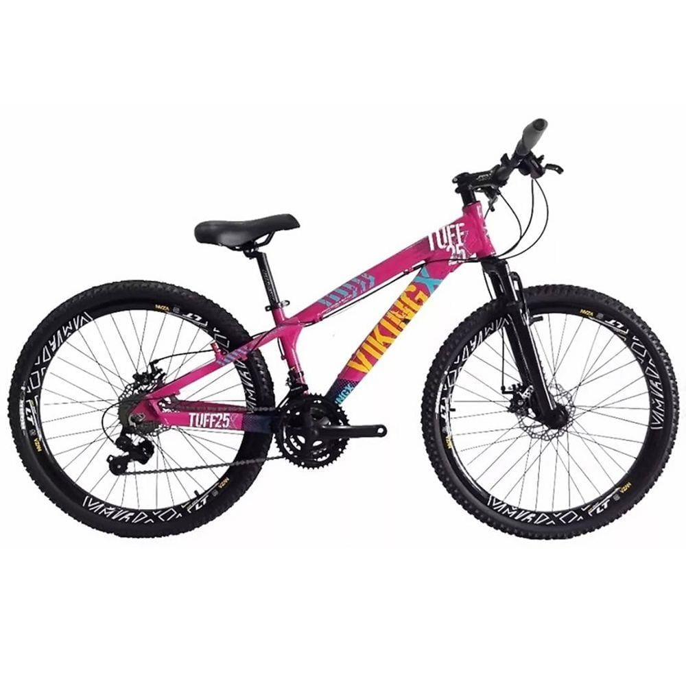 Bicicleta Aro 26 Viking TuffX25 Freeride 21V Rosa Azul