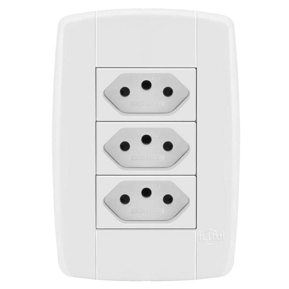 Tomada Tripla Ilumi Linha Lev 20A Monobloco Fácil Instalação