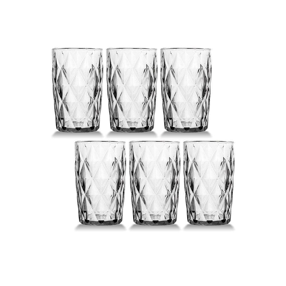 Jogo de Copos Diamante Clear 350ml Vidro Class Home