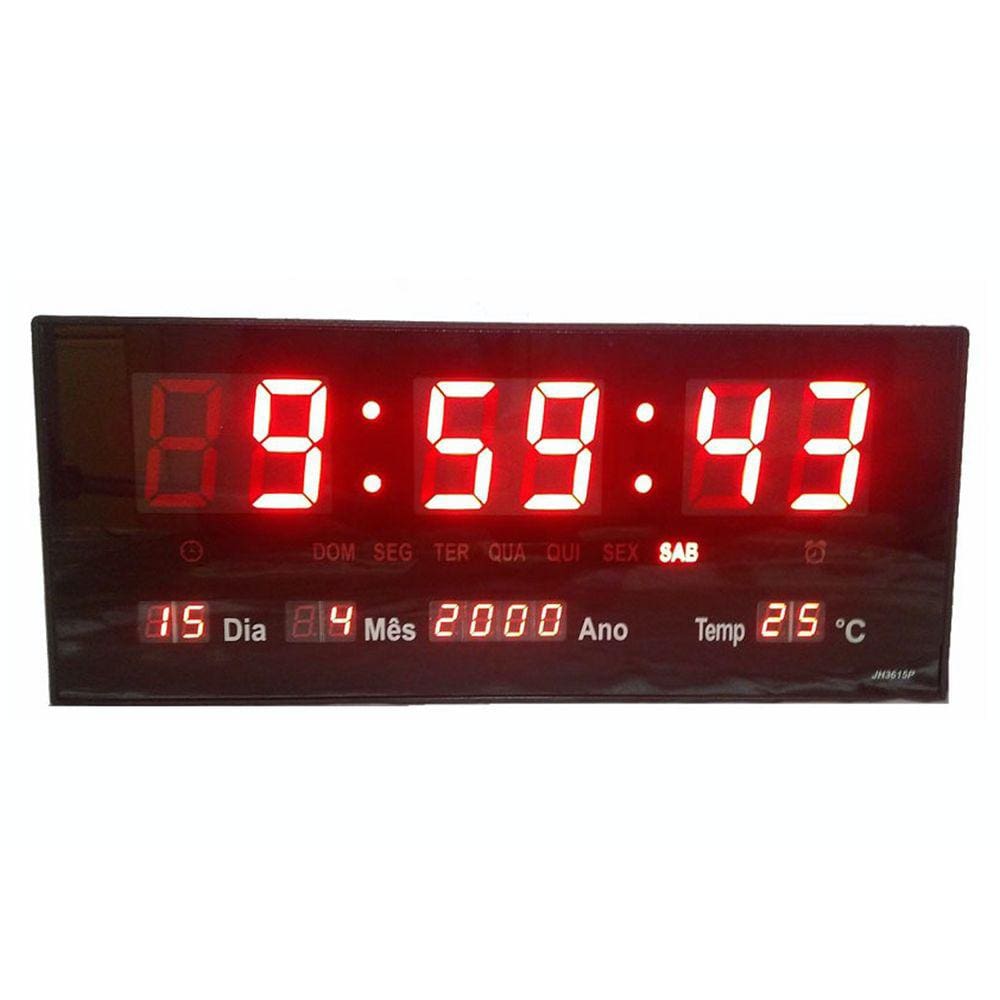 Relógio Parede Led Digital Temperatura Calendário Alarme M