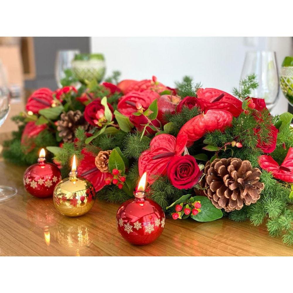 Lamparina Decorativa Natal Vermel Para Fluido Velas Bistrot