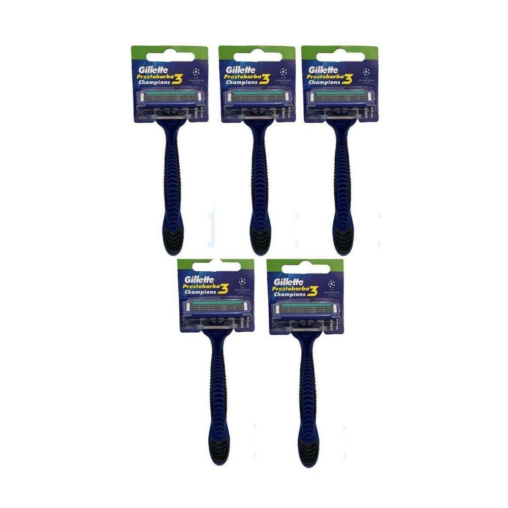 Kit Com 5Un Aparelho Barbear Descart Prestobarba3 Champions