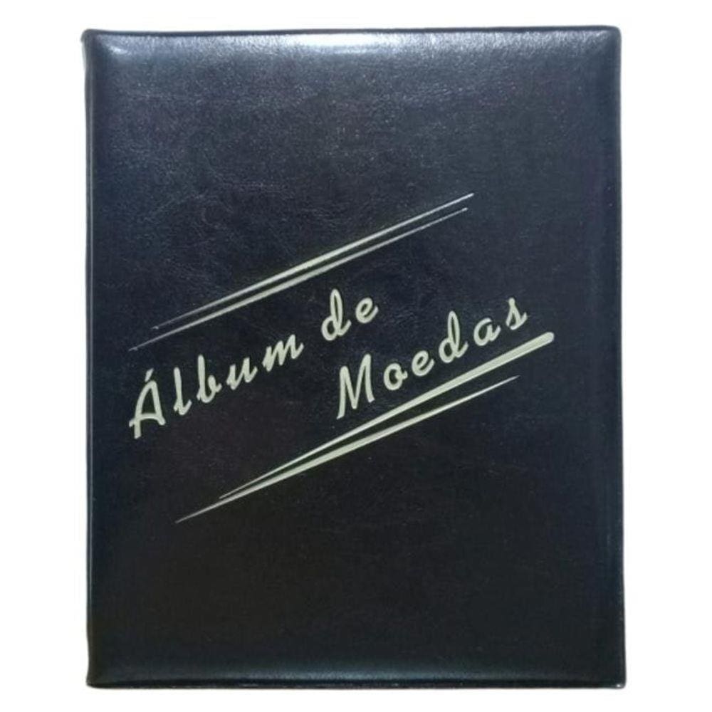 Álbum Acolchoado Grande Preto Para 200 Moedas Pinos