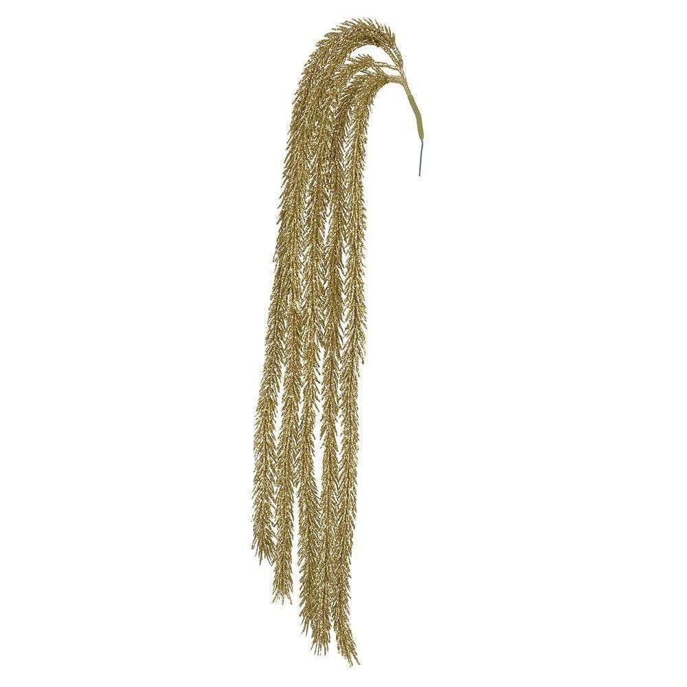 Folhagem Natalina Rabo De Raposa Glitter Dourado