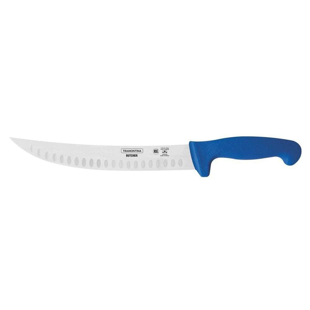 Faca Butcher Lâmina Curva Inox 10 Pol Azul Tramontina