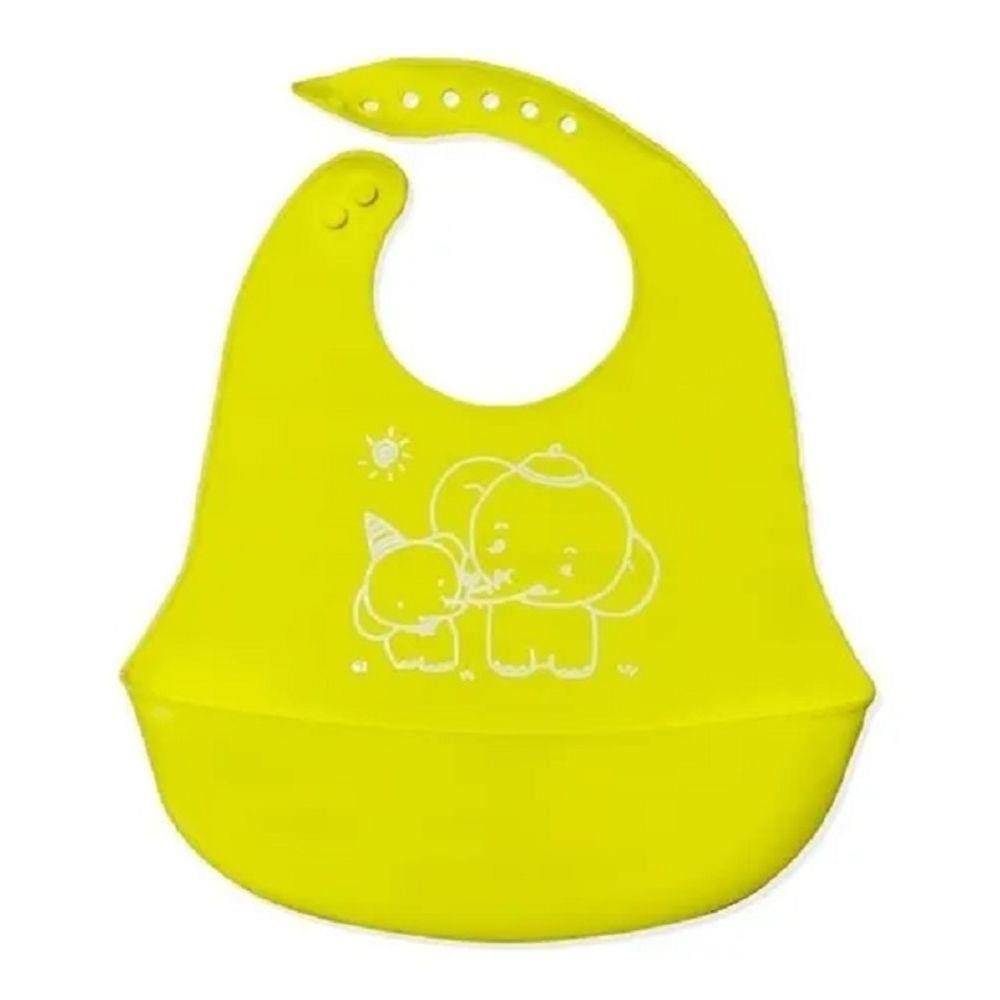 Babador Cata Migalhas em Silicone Reutilizável para Bebê Amarelo UnyHome.