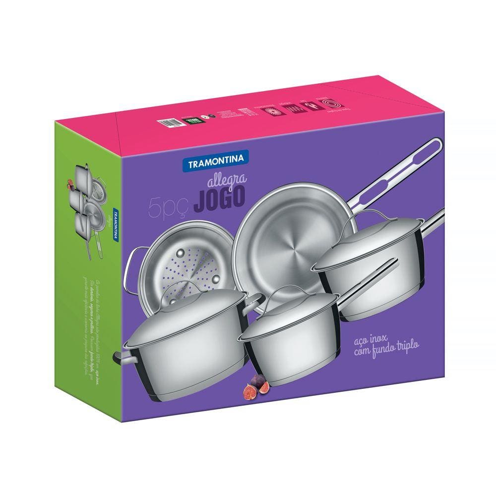 Jogo de Panelas 5 peças Inox Allegra Tramontina (6696)